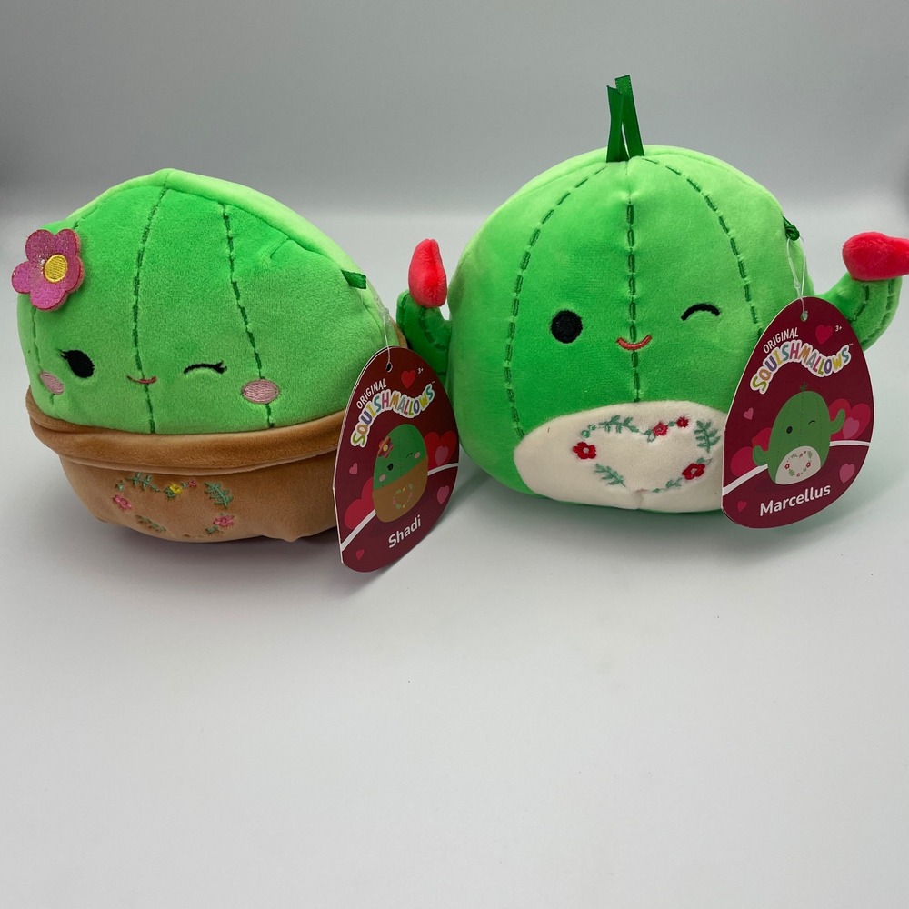 Squishmallows Shadi and‎ Marcellus Cactus Plush Set Valentines Day 5" NWT